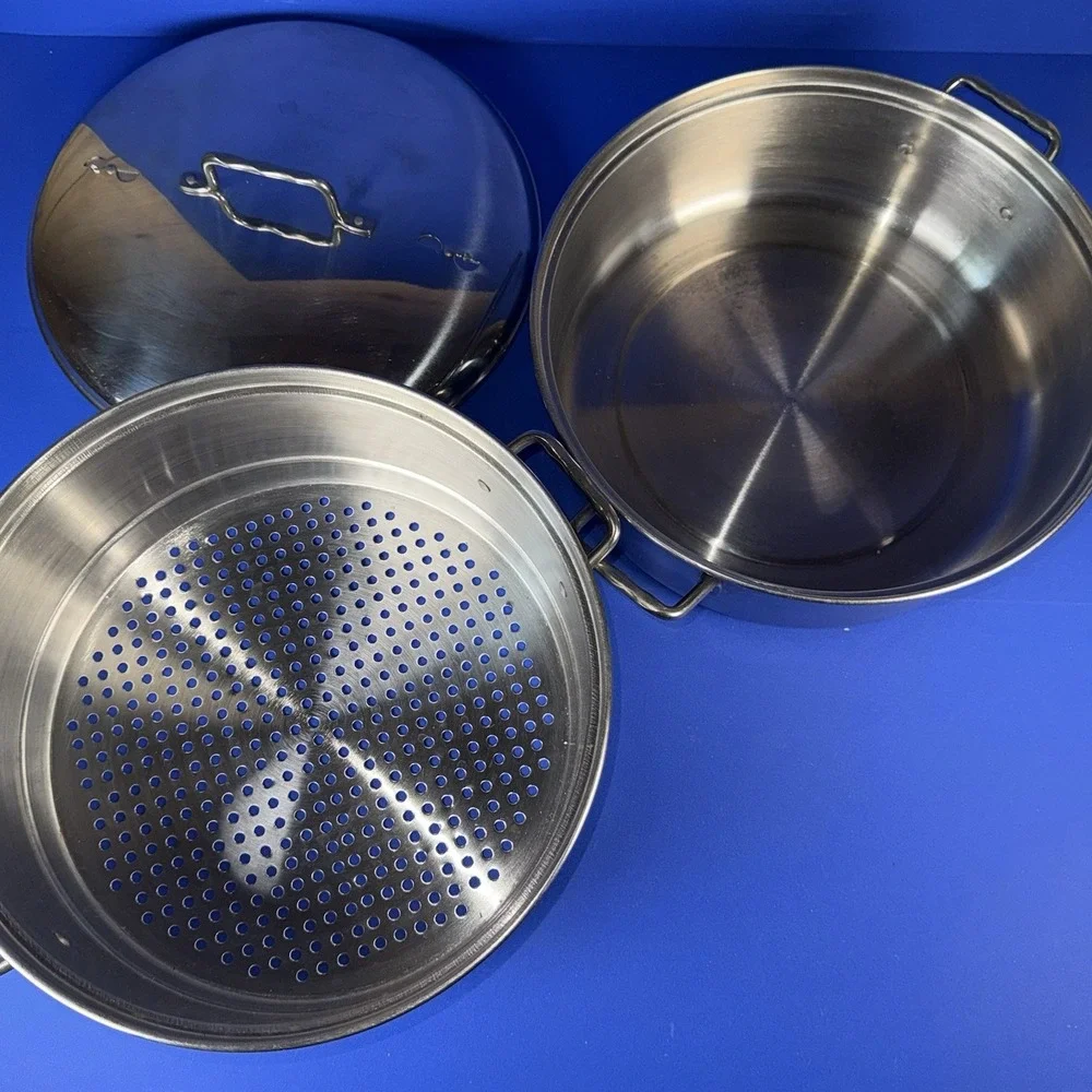 Vollrath Stainless Steel‎ 2 Layer Steamer Pot with Lid 3 Piece Set